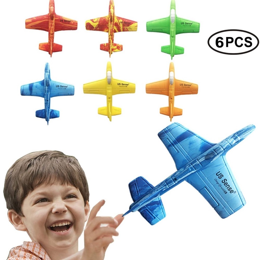 US Sense 6 Pack 7" Airplane Battle Plane Toy Throwing Foam Airplane